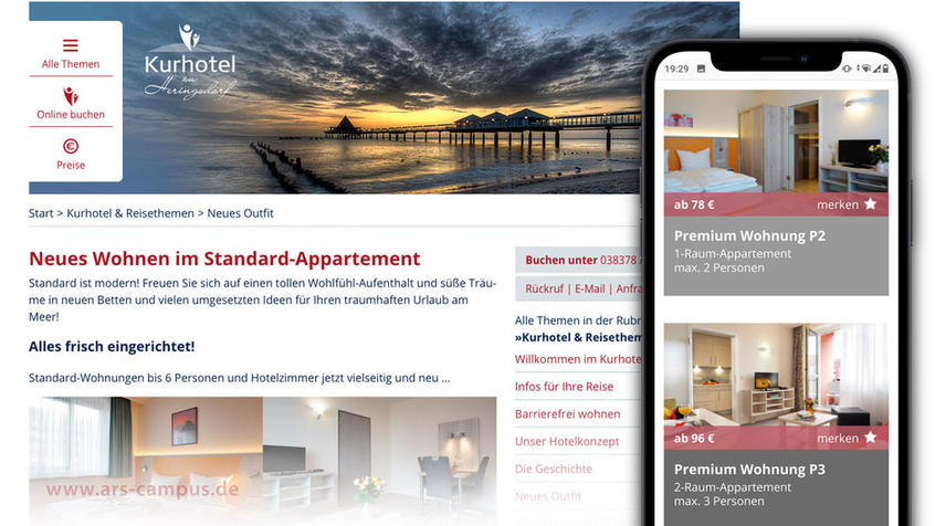 ars-campus, Webdesign für das Kurhotel in Heringsdorf