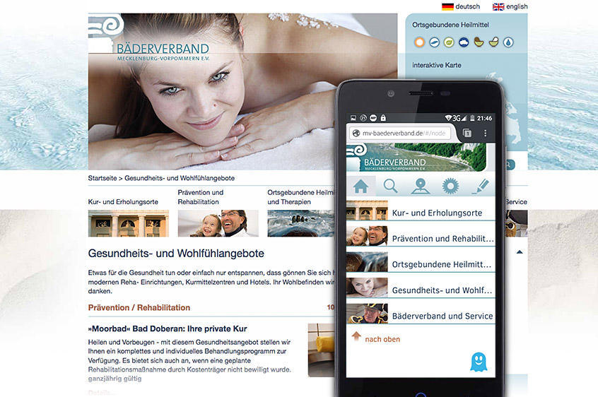 Bäderverband-Website: Desktop und Smartphone (Web-App) 2014